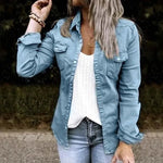 European and American mid-length fitted denim jacket top for women - EX-STOCK CANADA