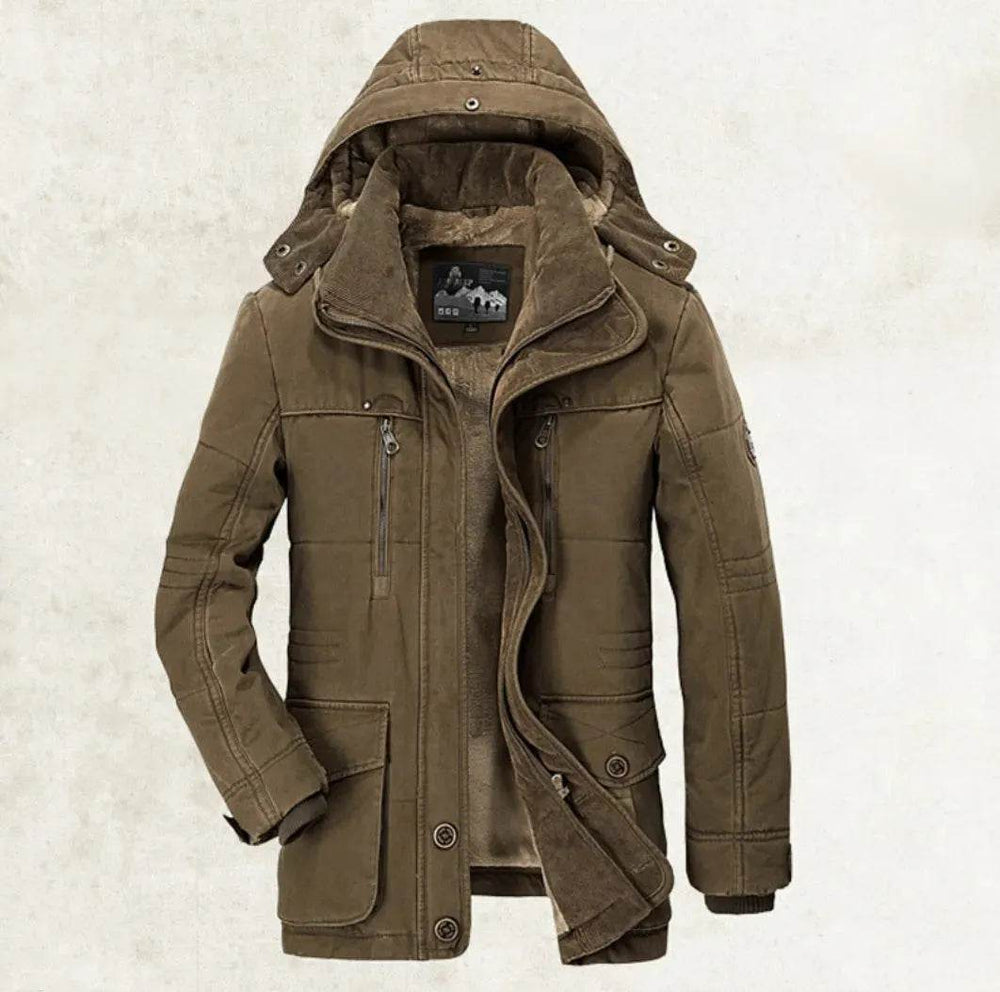 Thickened multi-pocket hooded men's cotton coat - EX-STOCK Canada