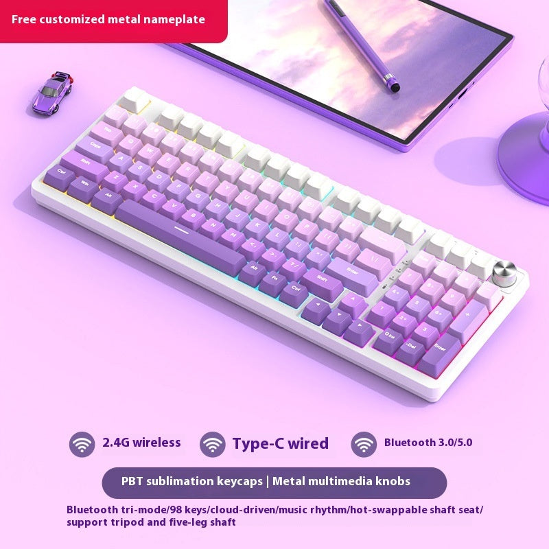 98-Key Wireless Bluetooth Mechanical Keyboard – Triple-Mode Gaming & Office | 30 Styles