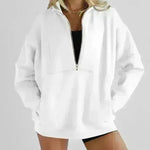 Women's Half Zipper Pocket Fashion Casual Exercise Oversized Sweatshirt Pullover - EX-STOCK CANADA