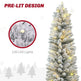 5ft Artificial Prelit Christmas Tree With Warm White LED Light, Snow Flocked Branches, Metal Base, Pencil Xmas Tree EX-STOCK Canada 