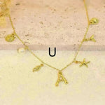 26 Bamboo Letter Necklace Starfish Shell Necklace for Women - EX-STOCK CANADA