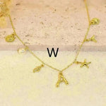 26 Bamboo Letter Necklace Starfish Shell Necklace for Women - EX-STOCK CANADA