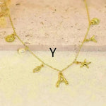 26 Bamboo Letter Necklace Starfish Shell Necklace for Women - EX-STOCK CANADA