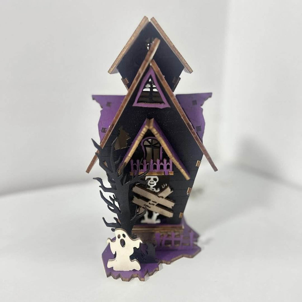 Halloween DIY Wooden Glowing Haunted House Table Decoration - EX-STOCK Canada
