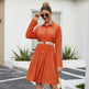 Summer Single Breasted Lapel long sleeve mini Shirt dress - EX-STOCK Canada