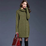 New Autumn Winter Solid Knitted Oversized Mini Turtleneck Sweater Dress - EX-STOCK Canada