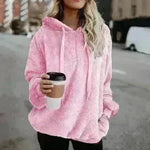 Women's Polerones Fleece Hoodie Pullover fall Winter Zipper Pocket Sweatshirt - EX-STOCK CANADA