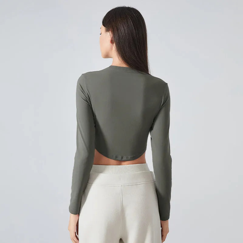 Slim Fit Long Sleeves Cropped Women's Sports Workout Clothes - EX-STOCK CANADA