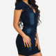 Chic Club Mini Jeans Dress Button down short sleeve Denim Hip dress - EX-STOCK CANADA