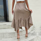 Women's Mid-length Lace-up Irregular Stitching Ruffle Midi Skirt - EX-STOCK Canada