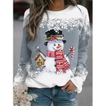 Snowman Printed Panel Loose Sweater EX-STOCK Canada 