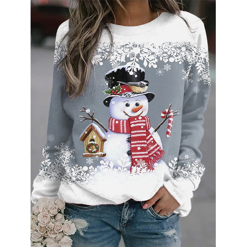 Snowman Printed Panel Loose Sweater EX-STOCK Canada 