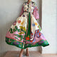 Print Holiday Women Beach Dress With Belts A-Line Long Lantern Sleeve Single Breasted Lapel Seaside Dresses Robe - EX-STOCK CANADA