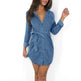 Elegant Ladies denim Mini shirt dress - EX-STOCK CANADA