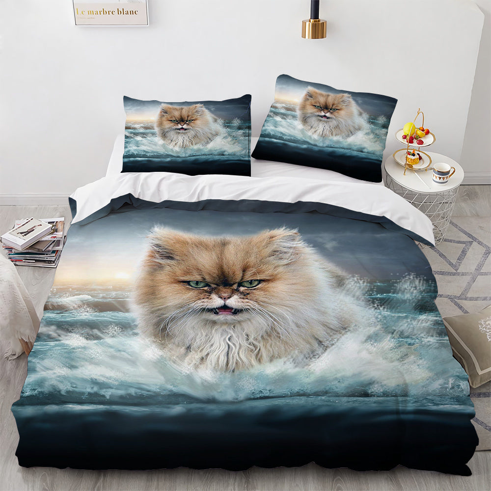 White Cute Cat Bedding Set Girl Ladies Bedroom Comfort Duvet Cover EX-STOCK Canada 
