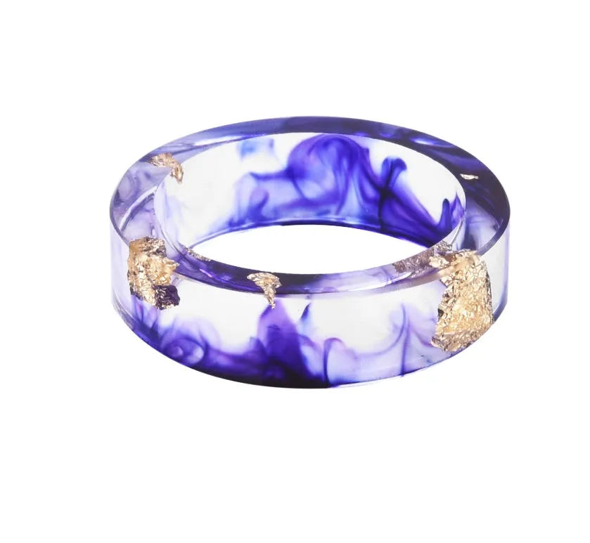 New dried flower resin ring Sen Xiao small  handmade flower gold foil color Epoxy ring - EX-STOCK CANADA