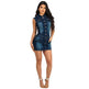Chic Club Mini Jeans Dress Button down short sleeve Denim Hip dress - EX-STOCK CANADA