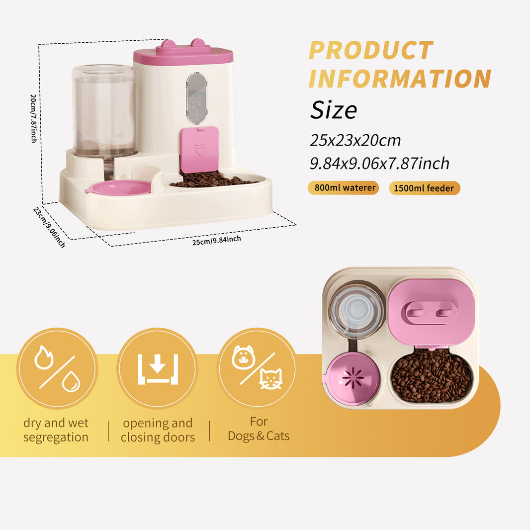 Fully Automatic 2in1 Cat Food Dispenser - Integrated Water And Food Feeding System - Cute Water Dispenser Cat Accessories EX-STOCK Canada 