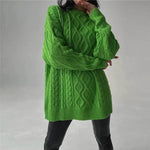 Casual Oversize Hip pop style Round neck Knitted Twist Sweater dress - EX-STOCK Canada