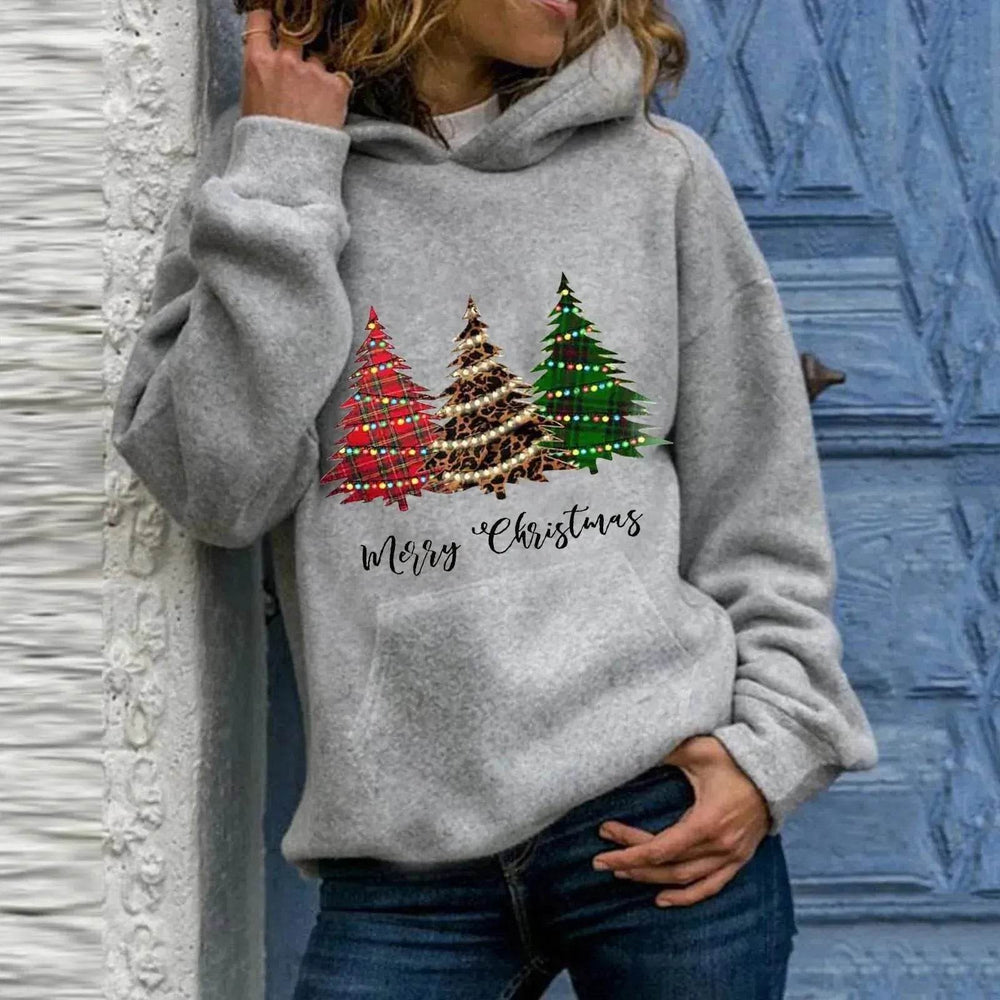 Merry Christmas tree Cashmere hoodie sweater loose top - EX-STOCK Canada
