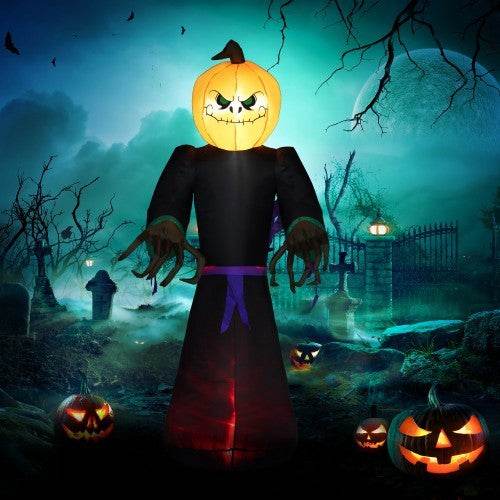 HOMCOM 7 Halloween Inflatable Outdoor Decoration Reaper Ghost Pumpkin, Blow Up LED Yard Decor For Garden, Lawn, Party, Holiday, Waterproo - EX-STOCK Canada
