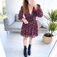 Spring Summer V-neck Long sleeve Floral Mini dress - EX-STOCK Canada