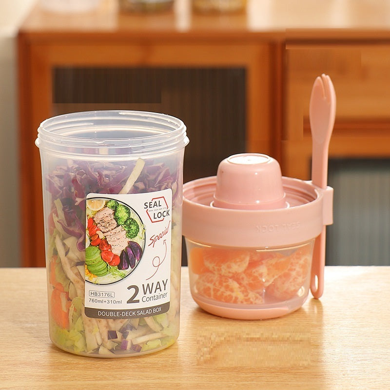 Portable Breakfast Oatmeal Cereal Nut Yogurt Salad Cup Container Set With Fork Sauce Cup Lid Bento Food Bowl Kitchen Lunch Box EX-STOCK