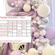 Balloon arch with pink, white, and silver balloons and a product description overlay.