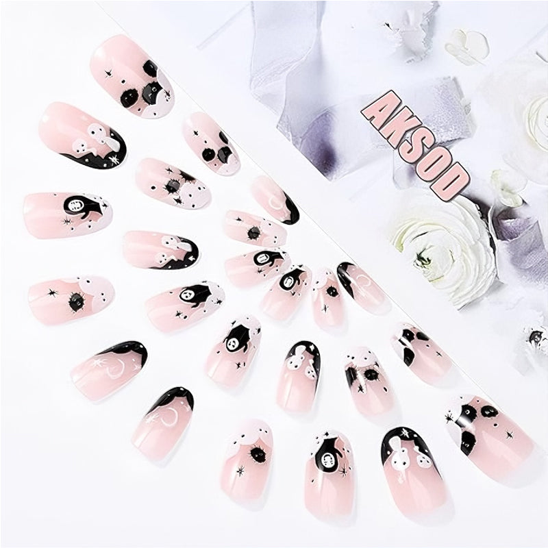 24 PCS Faceless Men Nail Art, Length Long Water Pipe Fake Nails, Had Nail Tips False Nail EX-STOCK Canada 
