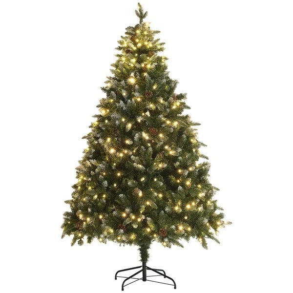 6 Foot Prelit Artificial Christmas Tree With Dual Colour LED Light, Hinged Xmas Tree For Home Office Holiday EX-STOCK Canada 