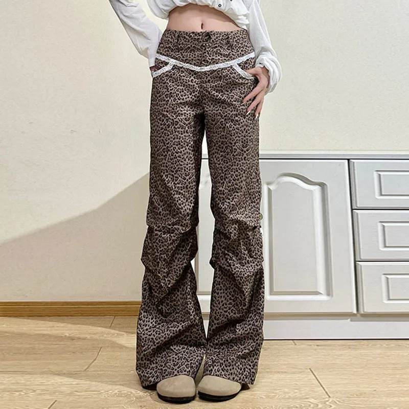 Slim Woven Leopard Print Casual Pants For Women - EX-STOCK Canada
