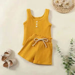 Girls' Sleeveless Simple Solid Color Casual Top And Shorts Two-piece Set for girls - EX-STOCK Canada