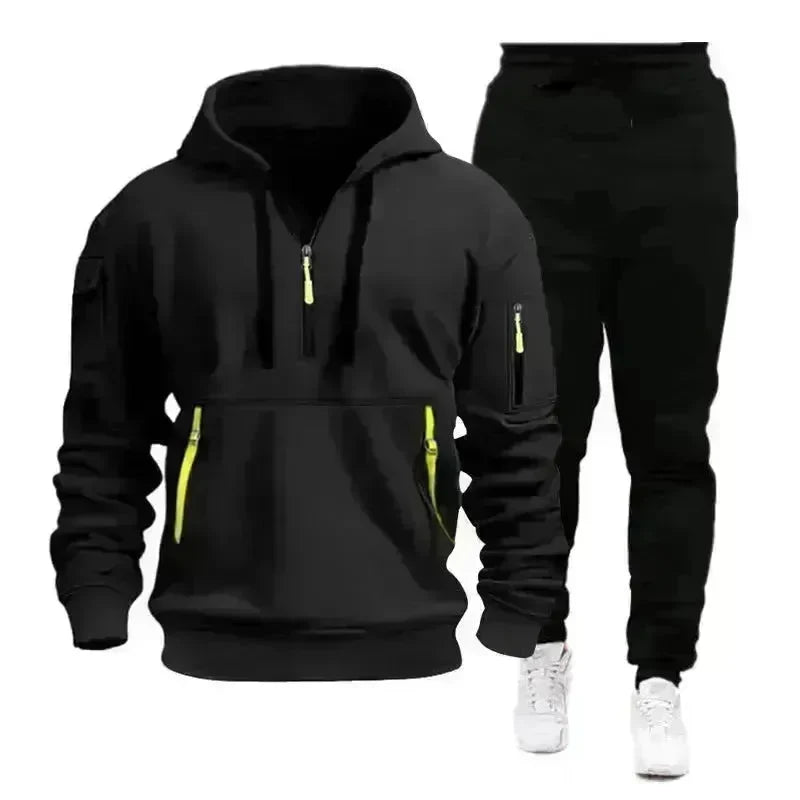 Men's pocket Half Zipper Hoodie Sweatshirt Pullover Sportswear - EX-STOCK CANADA