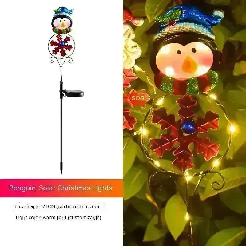 Solar Christmas Led Snowman Elk Ground Plug Light - EX-STOCK CANADA