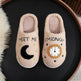 Fashion Moon And Clock Print Home Slippers Winter Warm Floor Bedroom House Shoes For Women - EX-STOCK Canada