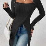 Fall and Winter Square Neck Cashmere Long Sleeve Tunic top - EX-STOCK Canada