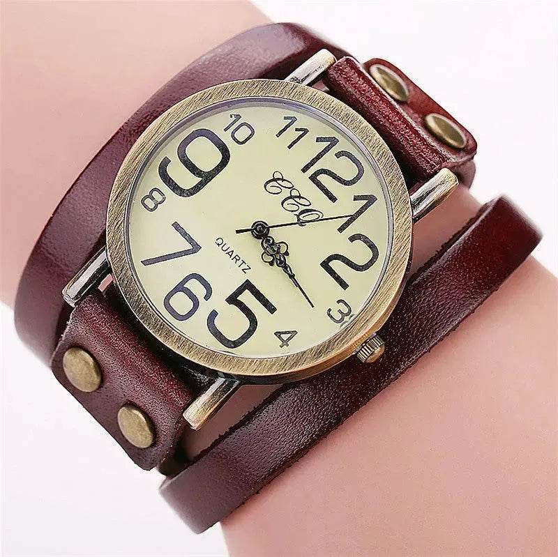 First Layer Cowhide Retro Watch Retro Three-circle Watch Men's And Women's Casual Watch - EX-STOCK Canada