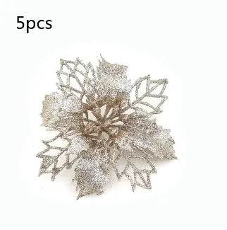 Glitter Artifical Christmas Flowers Christmas Tree Decorations For Home Fake Flowers Xmas Ornaments New Year Decor - EX-STOCK Canada