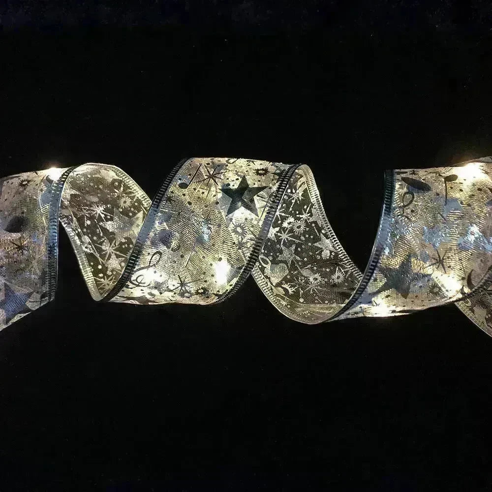 LED Lights Hot Stamping Double-layer Ribbon Christmas Decorations - EX-STOCK CANADA