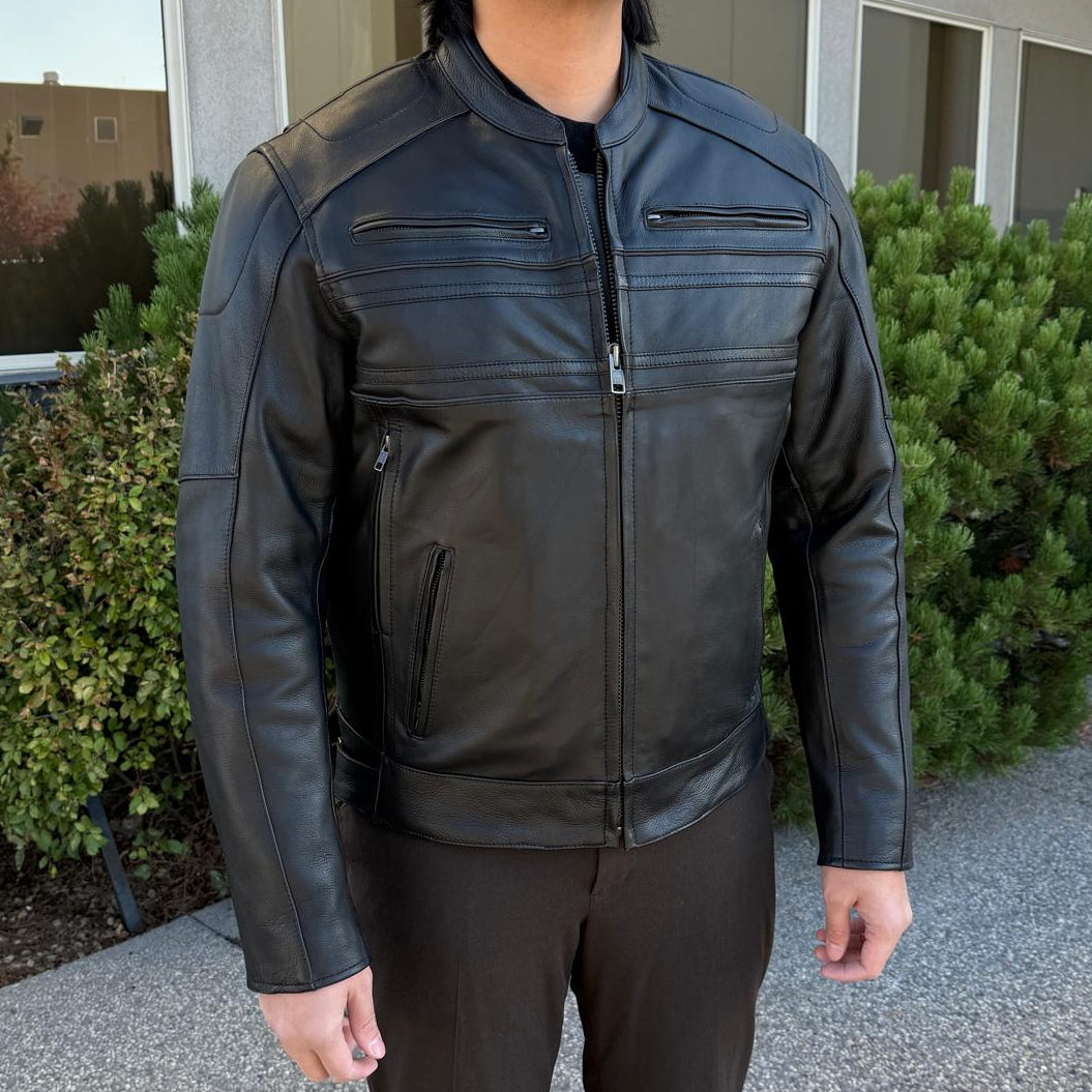 Open Road Men's Leather Armored Riding Jacket | Motorcycle Jacket 