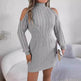 Fashionable Autumn Winter Slim fit Woolen Twist Knitted Mini Sweater Dress - EX-STOCK Canada