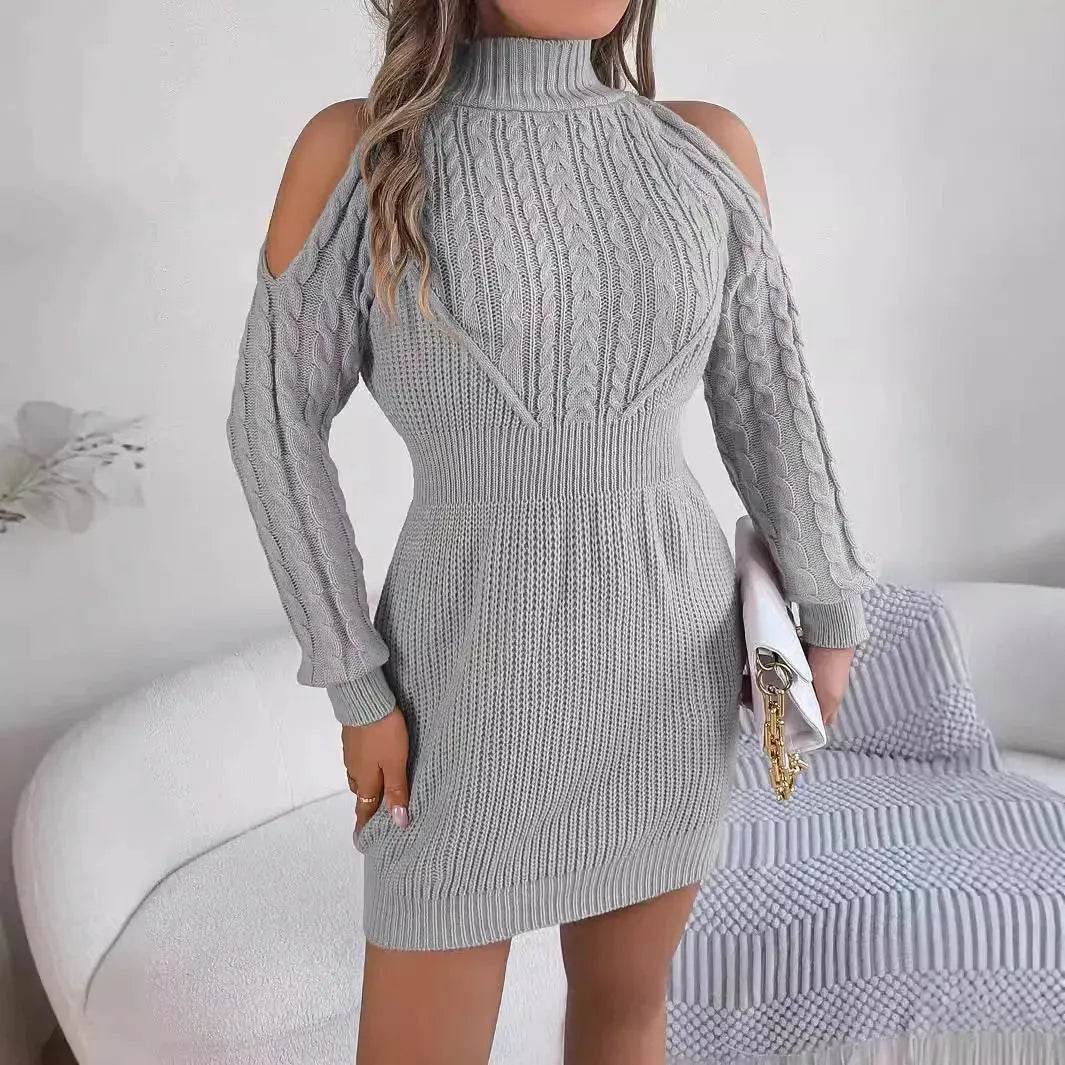 Fashionable Autumn Winter Slim fit Woolen Twist Knitted Mini Sweater Dress - EX-STOCK Canada