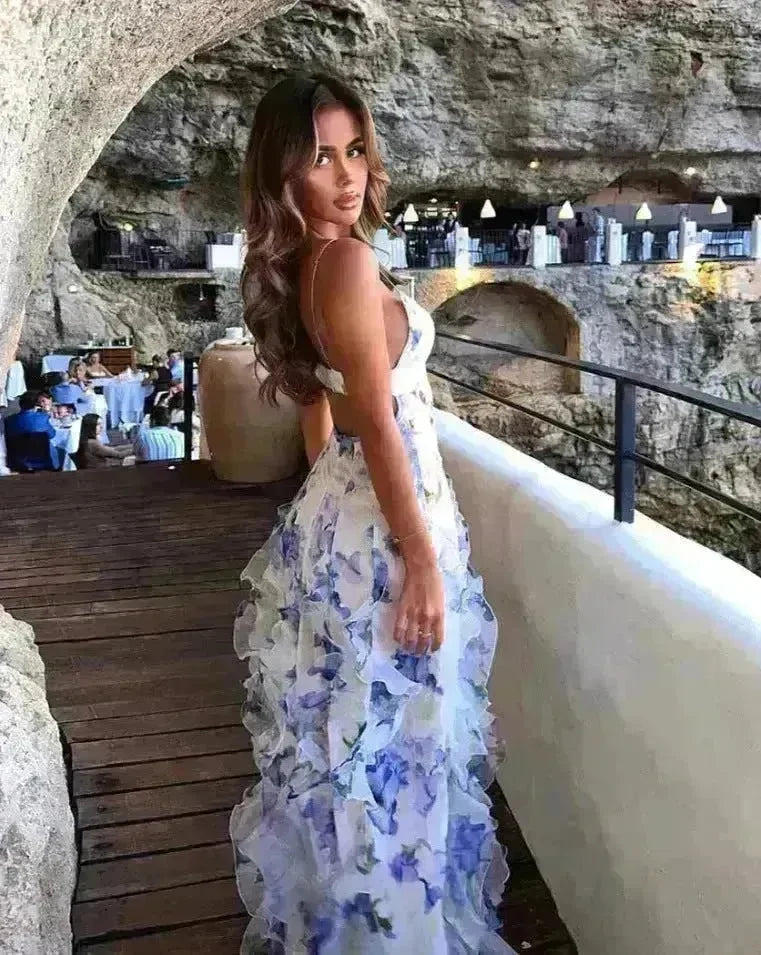 New Women's Spring And Summer Dew Fairy Sleeveless Backless Floral Long Dress - EX-STOCK CANADA
