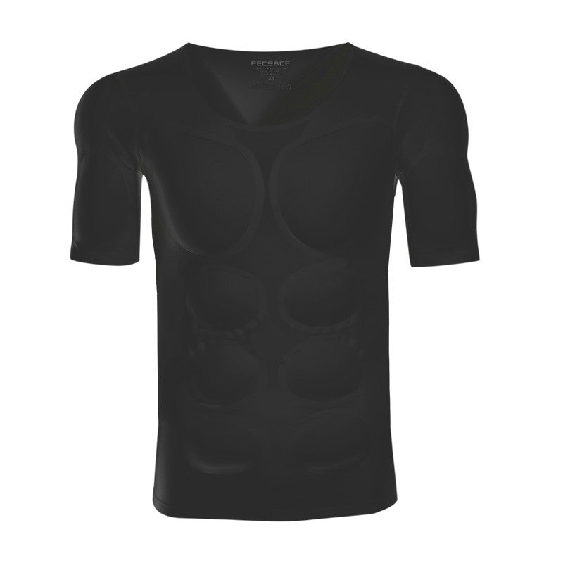Men's Invisible Shoulder Pad Fake Chest T-Shirt – Removable Muscle Pad (S–XL)