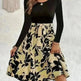 Floral Print Long Sleeve Skirt Dress Fashion Round Neck Flared Dress for Women - EX-STOCK CANADA
