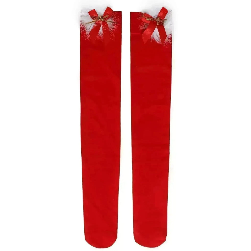 Thickened Women's Red Long Bow Christmas Stockings - EX-STOCK CANADA