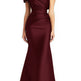 Off-Shoulder Pleated Satin Mermaid Gown – Formal Evening Dress | Gray, Wine Red, Green | US2–US16