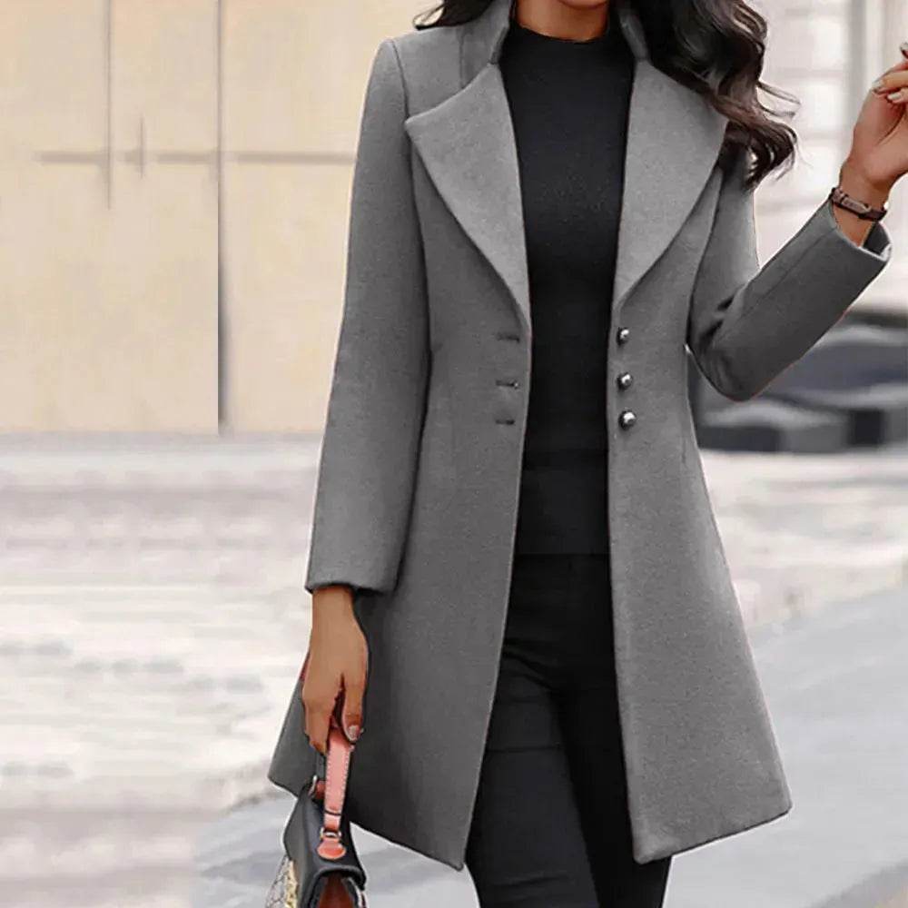 Winter Single-Breasted Slim-Fit Lapel Coat business office work coat for women - EX-STOCK Canada