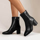 Winter Chunky Heel Pointed Toe Boots With Side Zipper Fashion Mid-calf Boot For Women Shoes - EX-STOCK Canada